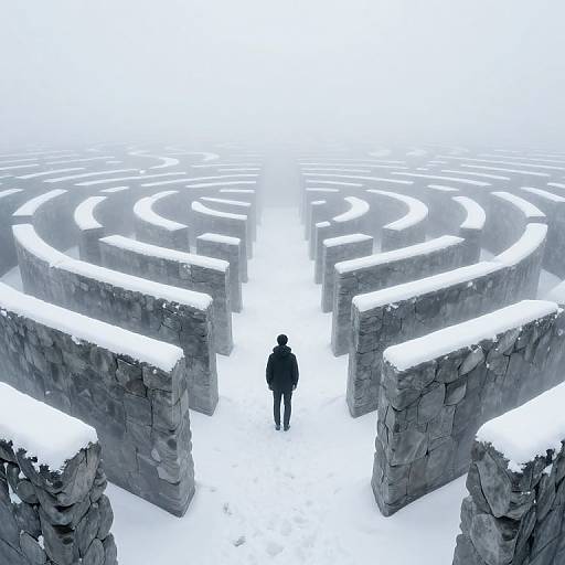 Solitary Figure in Ethereal Snow Maze