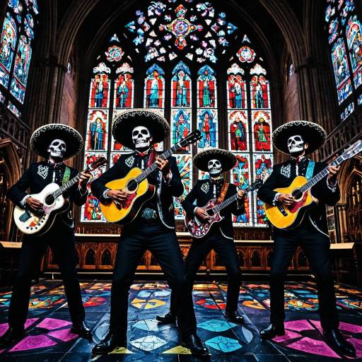 Zombie Mariachi Band Rocking in Gothic Cathedral