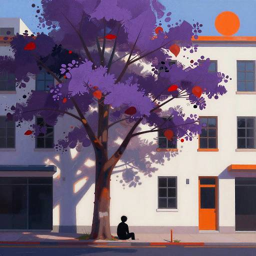 Abstract Stylized Tree with Urban Elements