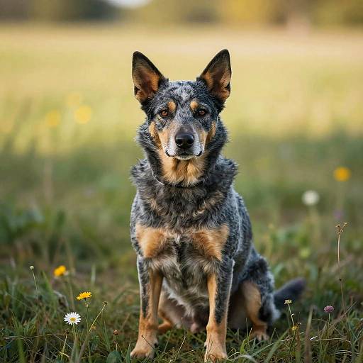 Blue Heeler Dog in Sunny Meadow
