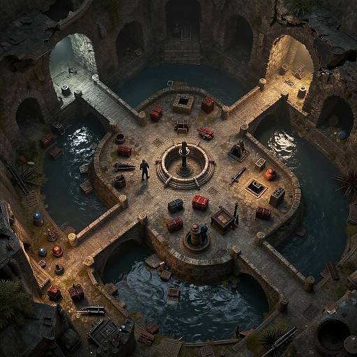Flooded Underground City Battlemap