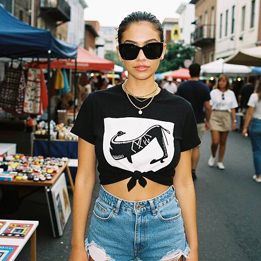 Stylish Woman at Historic Flea Market