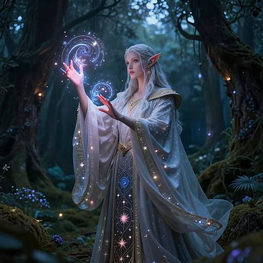 Elfin Mage Casting Luminous Spell