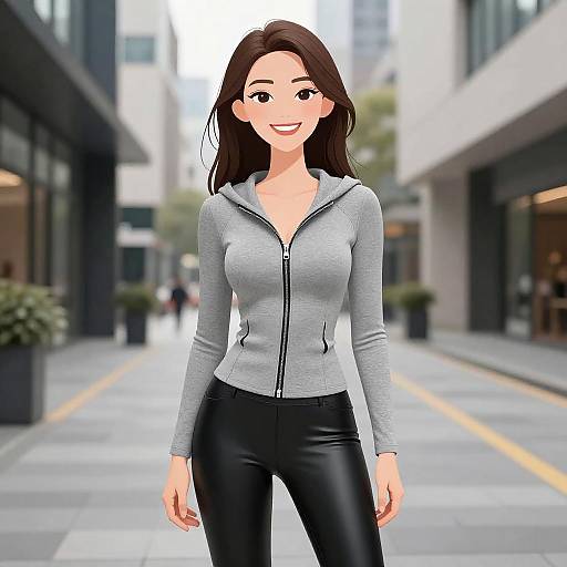 Smiling Woman in Urban Outfit