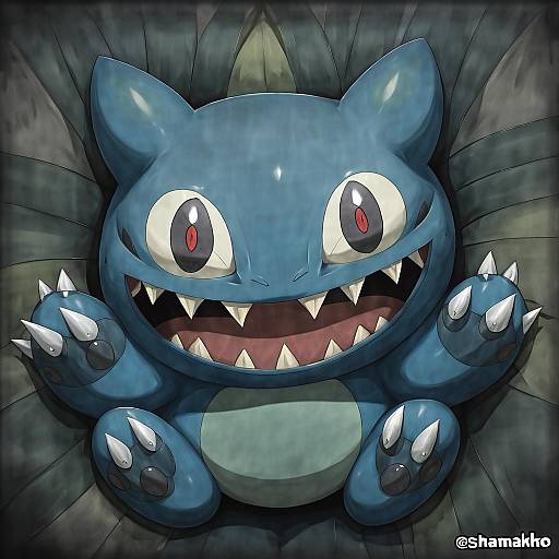 Illustration of Munchlax, pokemon in the style of Shamakho