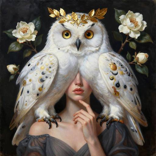 Woman with Owl and Gold Crown