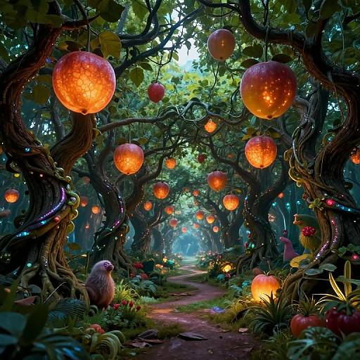 Surreal Bug's-Eye View Orchard