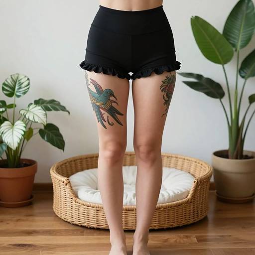 Tattooed Legs in Stylish Shorts