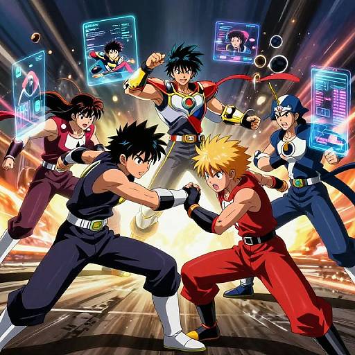 Epic Anime Heroes Battle Scene