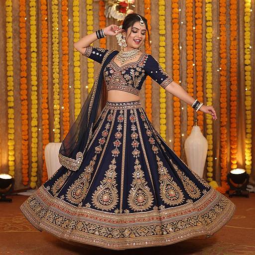 Joyful Indian Woman Dancing Elegantly