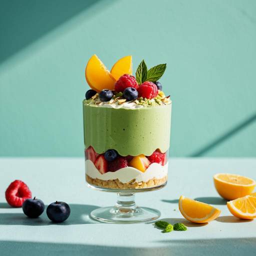 Whipped Matcha Mousse Parfait with Fresh Fruits