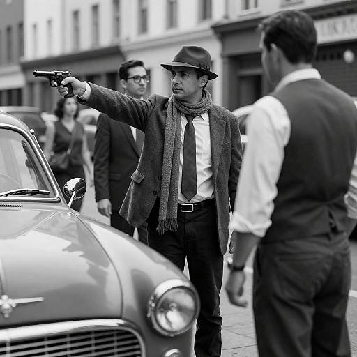 Dramatic Noir Street Scene in Black and White