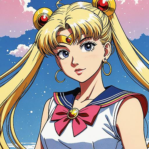 Vibrant Sailor Moon Manga Art in Pastels