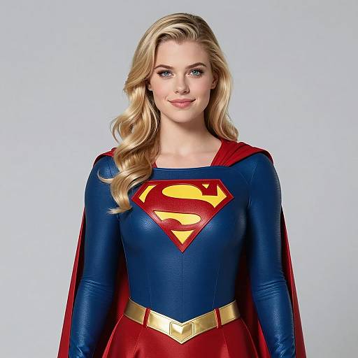 Blonde Woman in Supergirl Costume