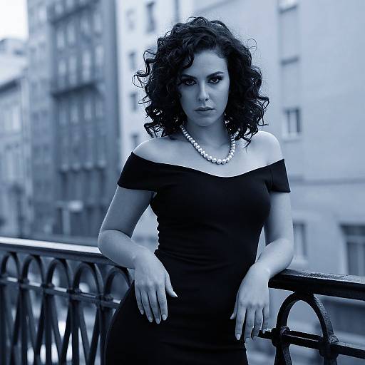 Monochrome Blue Portrait of Elegant Woman