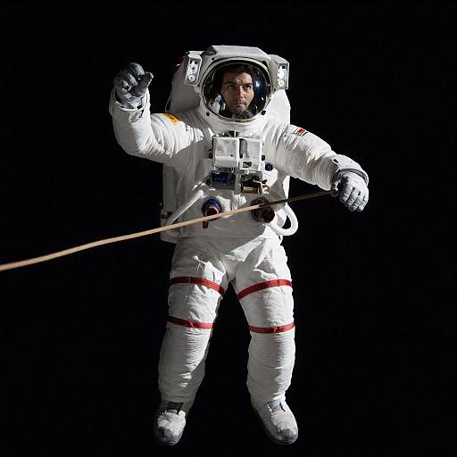 Astronaut Floating with Orange Tether