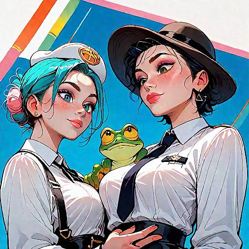 Mafia Frog with Girls in Portrait