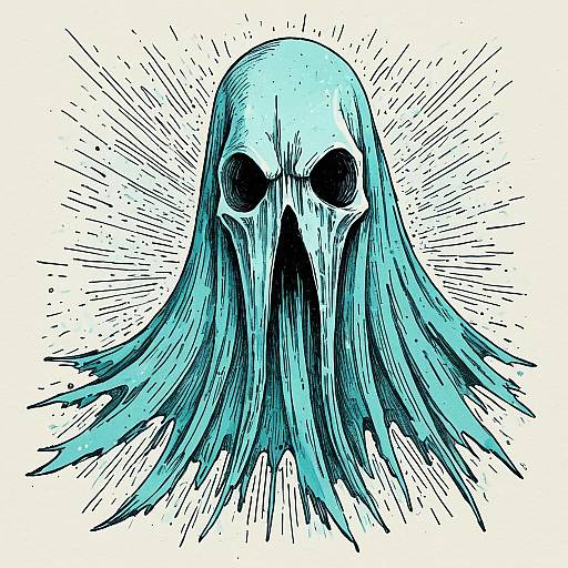 Icy Blue Specter in Sketch Note Art