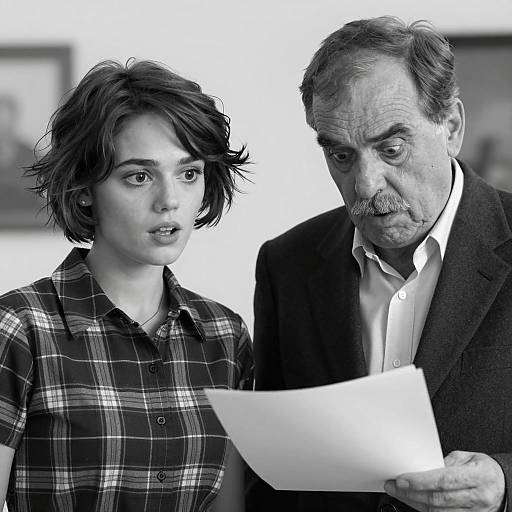 Surprised Young Woman and Shocked Older Man Reading Document