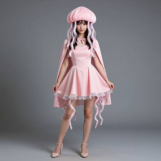Woman in Pink Jellyfish Costume