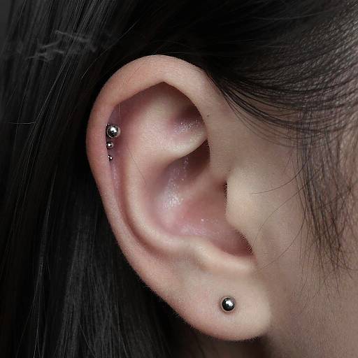 Gothic Ear Piercings Close-Up