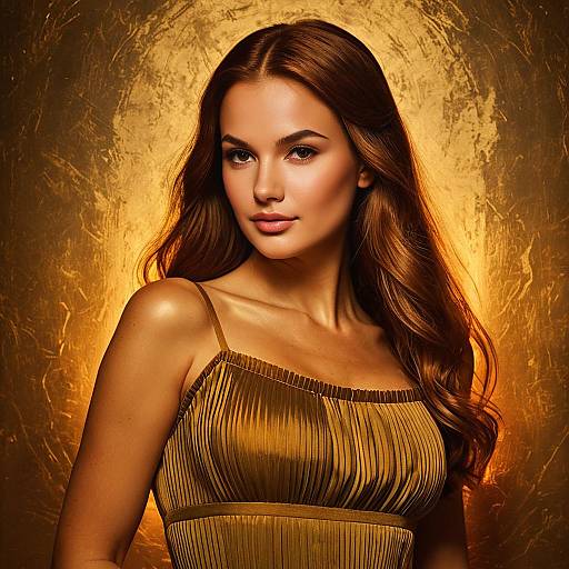 Chic Woman in Olive Green Pleated Dress