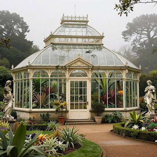 Victorian Botanical Greenhouse Scene