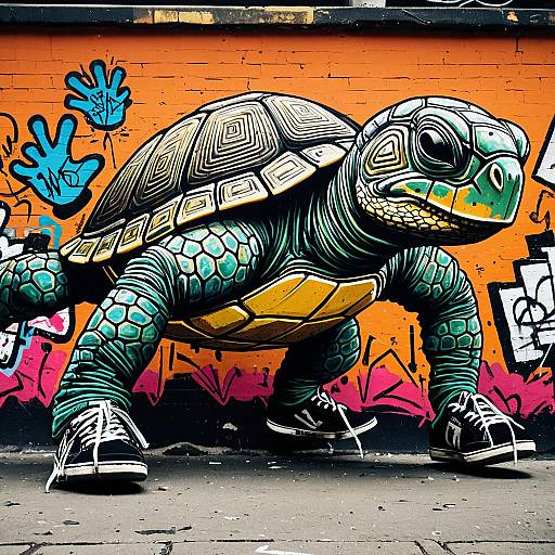 Graffiti Turtle Breakdancing Street Art