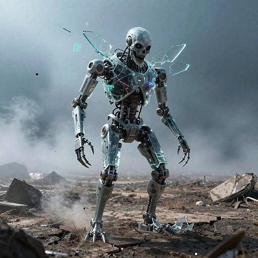 Eerie Shattered Glass Robot Monster