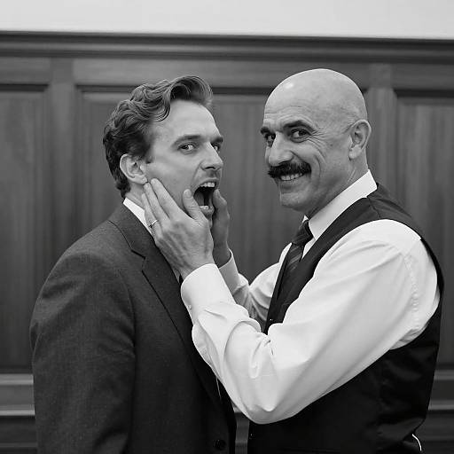 Intense Interaction Between Two Men in Formal Attire