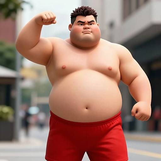 Confident Strongfat Muscular Urban Portrait