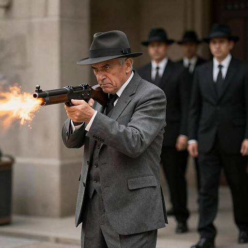 Intense Action Scene with Vintage Characters