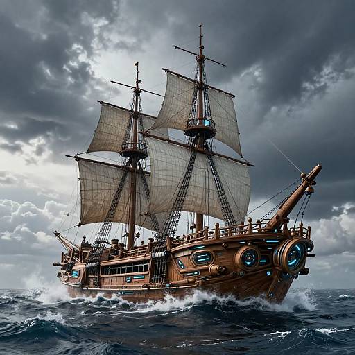 Futuristic Noah's Ark in Storm