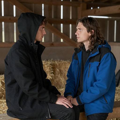 Intense Standoff in a Rustic Barn