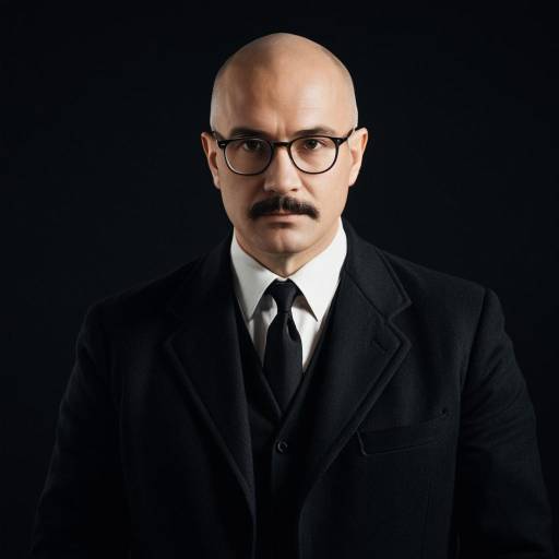 Man in 1950s Academic Outfit with Glasses and Mustache