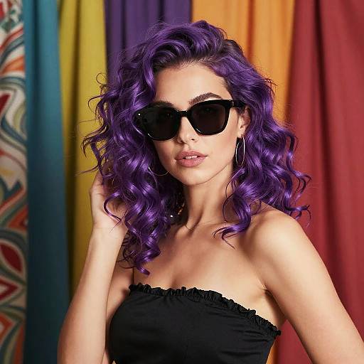 Vibrant Woman with Purple Hair Portrait