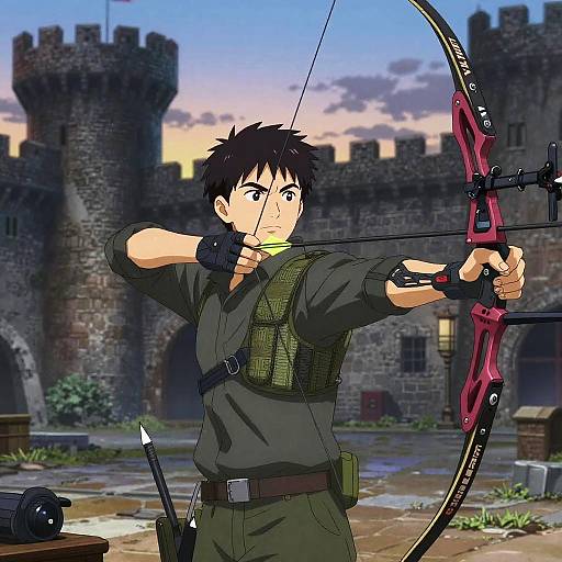 Tactical Archer at Dusk in Ruins