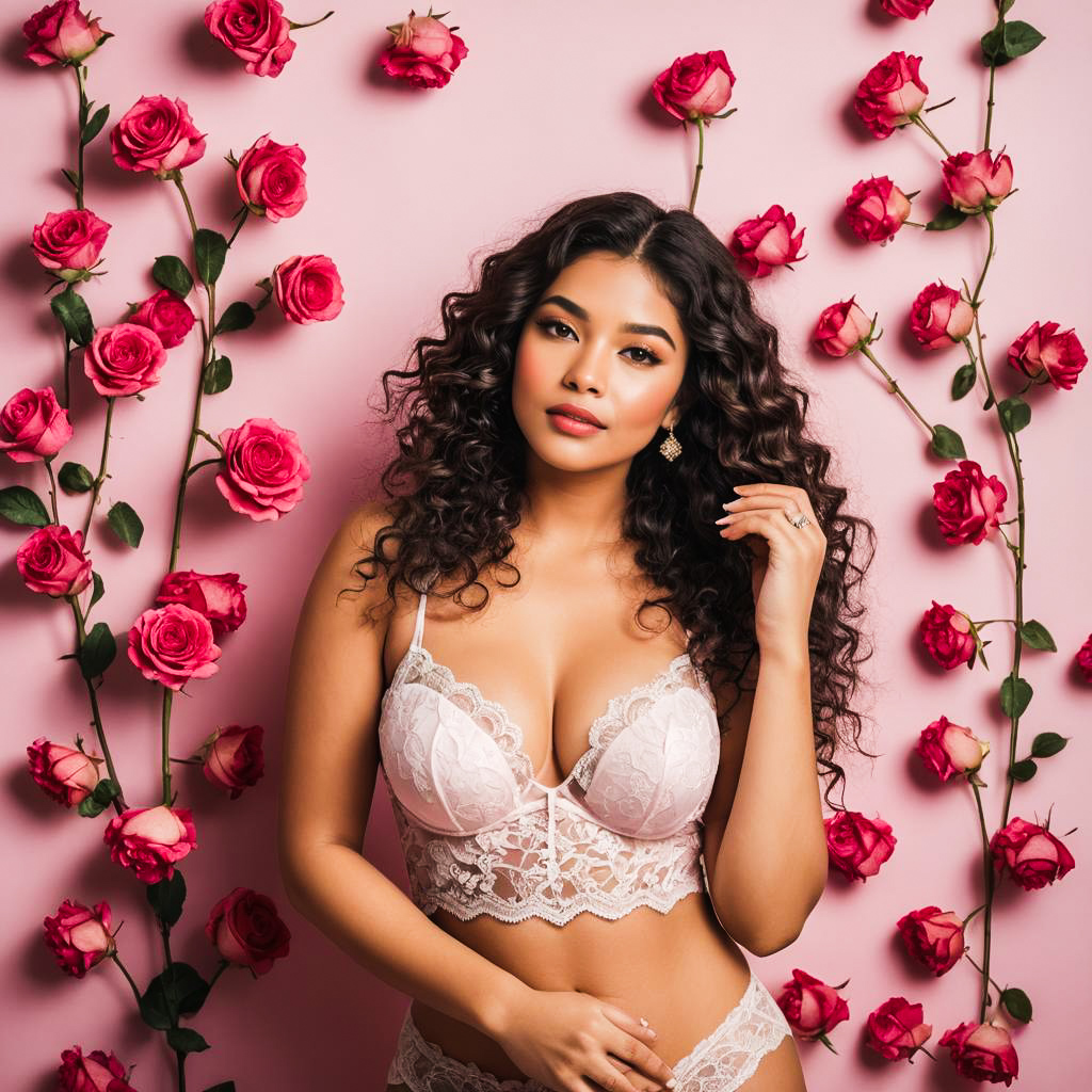 Playful Lingerie Shoot with Rose Petals