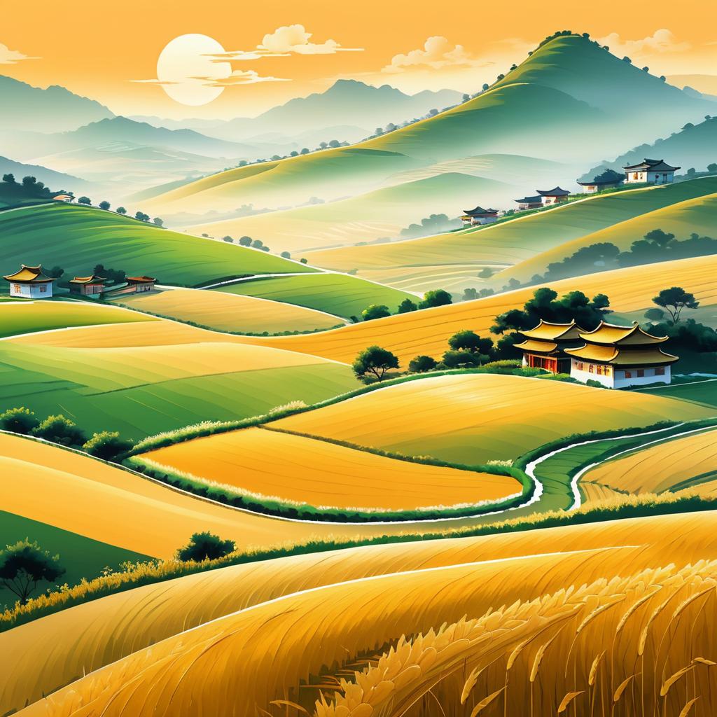 Serene Chinese Landscape with Farmhouse