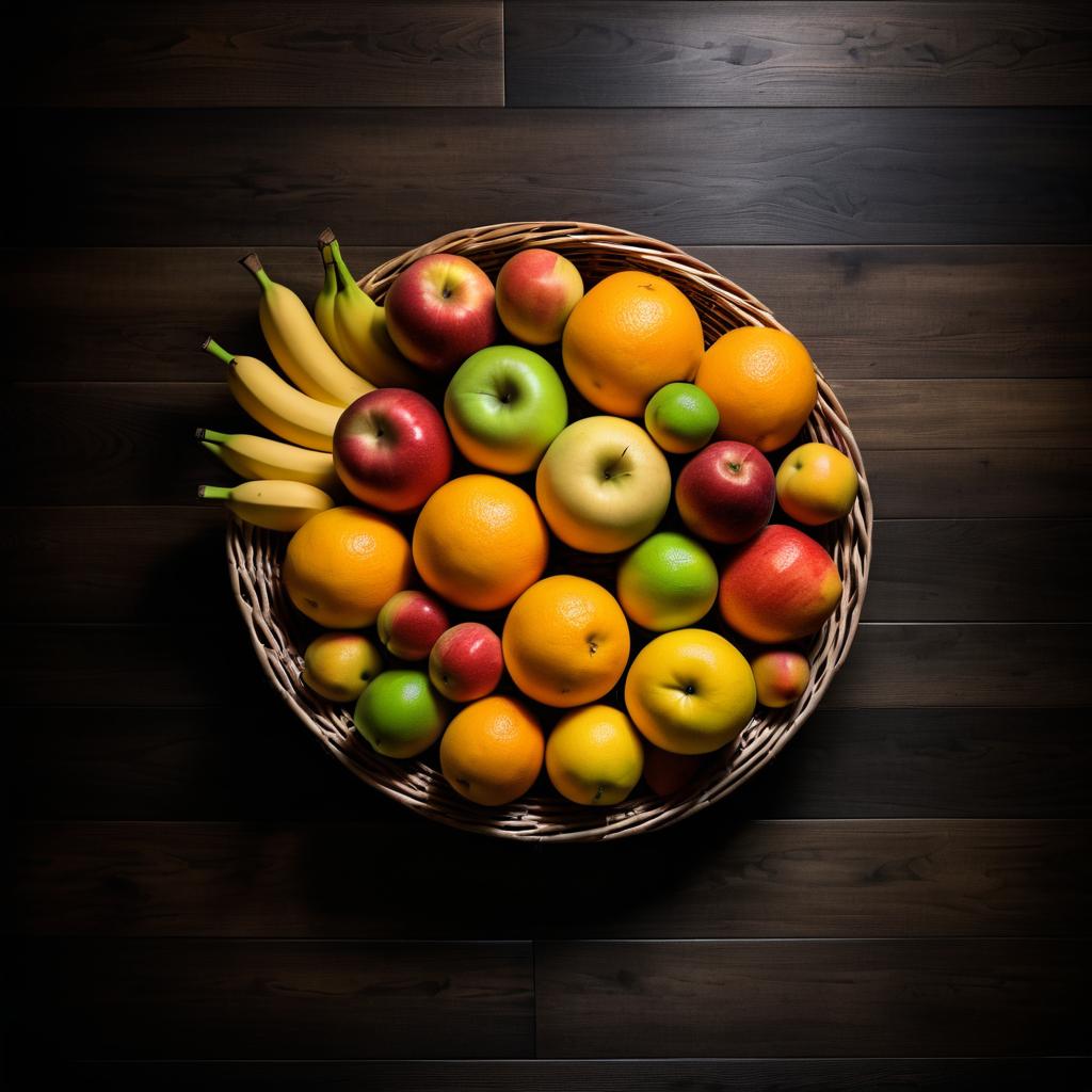 Gourmet Fruit Basket with Dark Wood