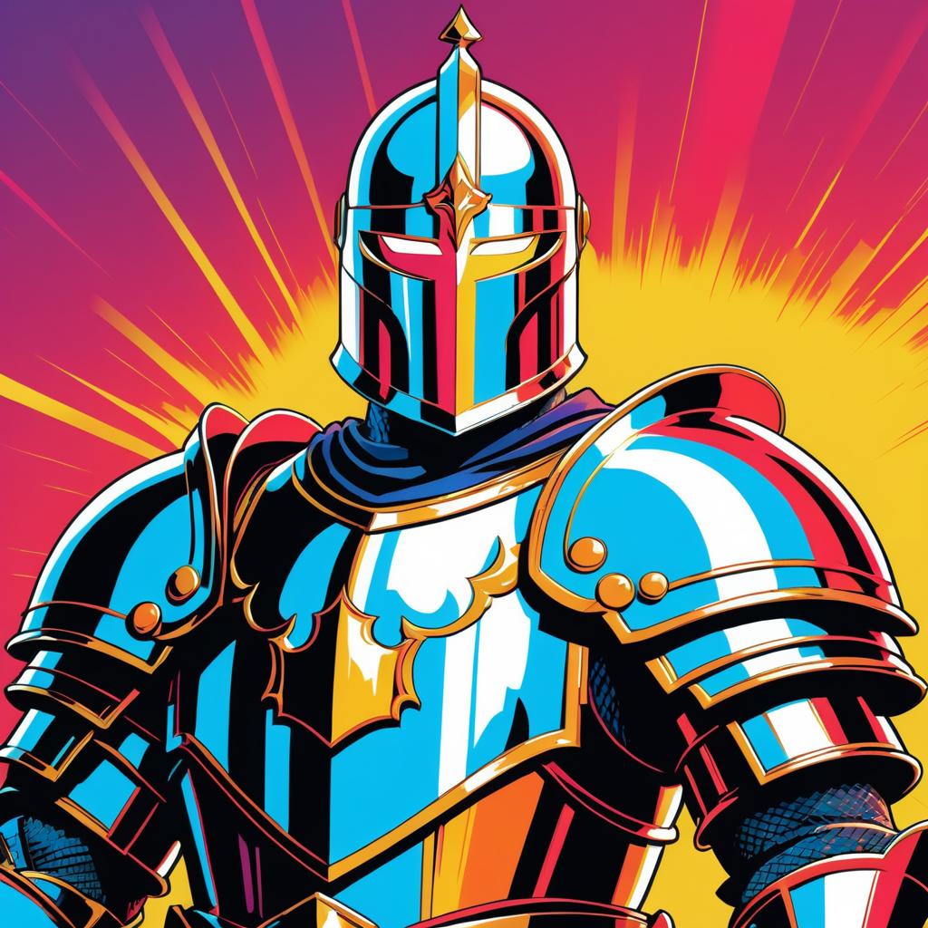 Heroic Knight in Classic Comic Art