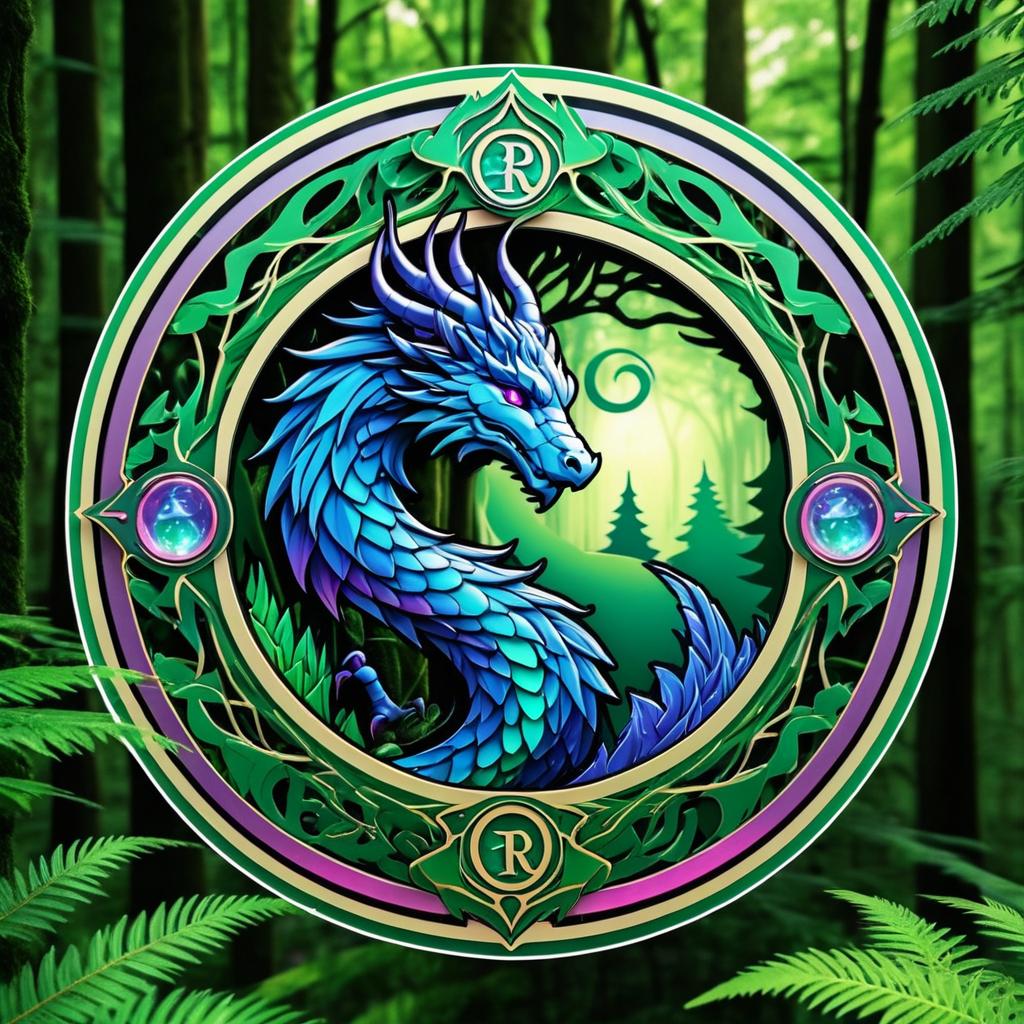 Fantasy Dragon Icon in Mystical Forest