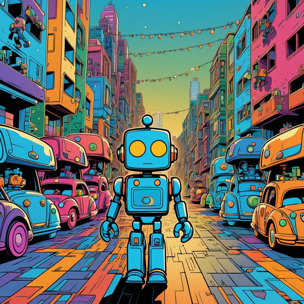 Android's Adventure in a Vibrant City