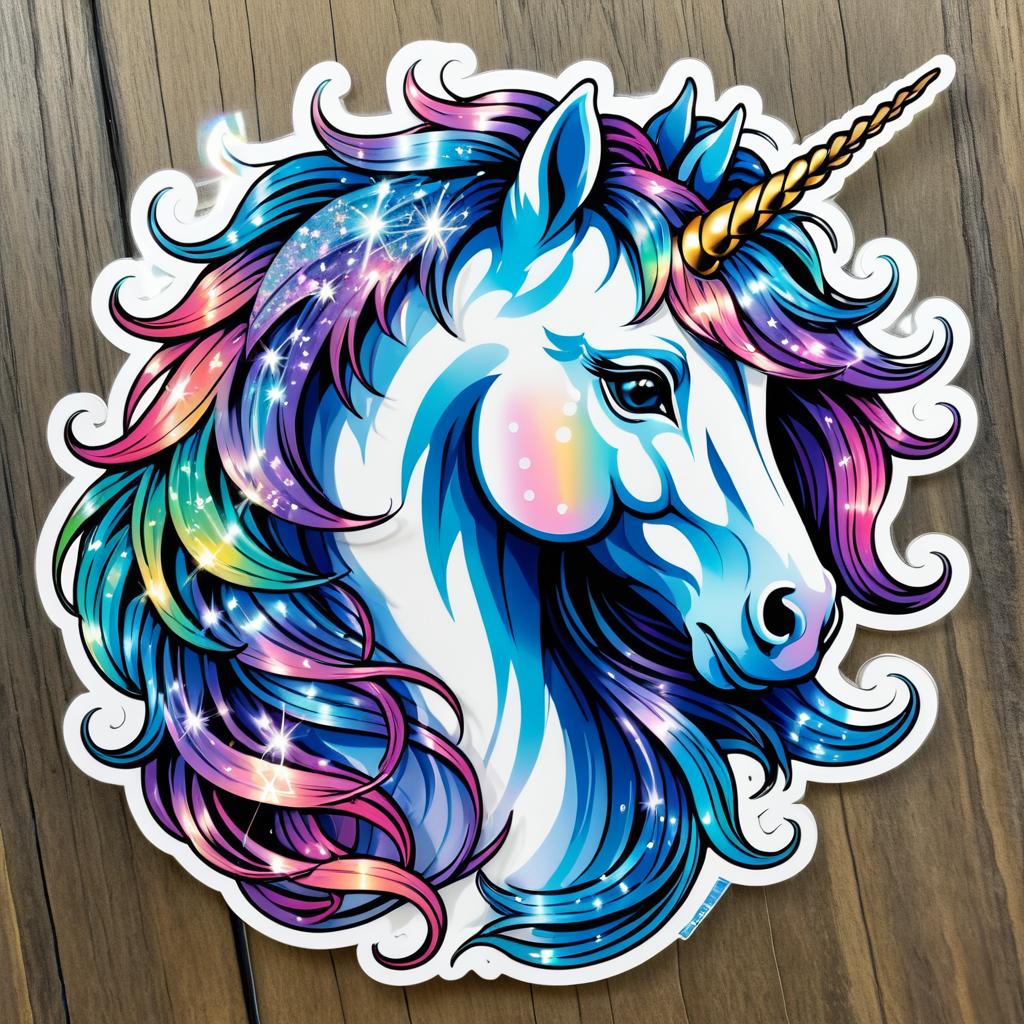 Whimsical Unicorn Sticker Design