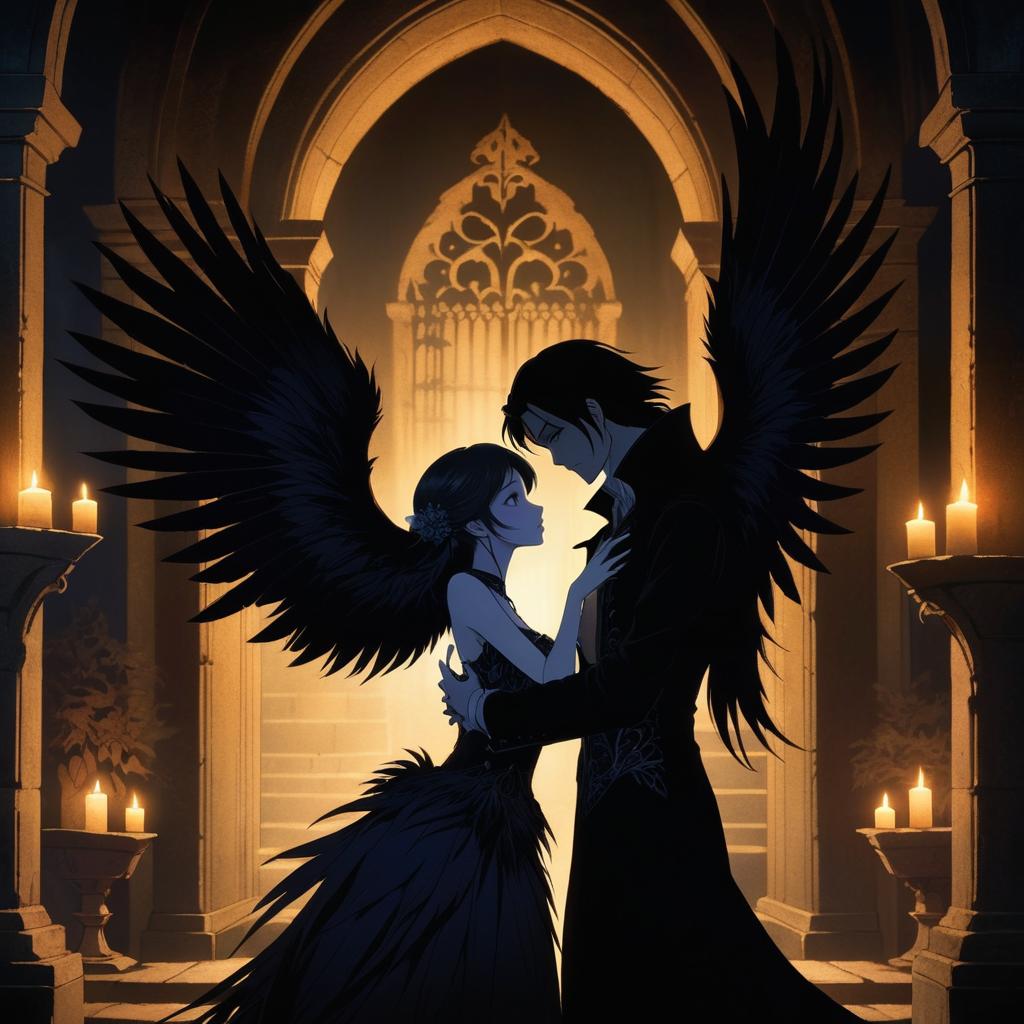 Elegant Ancient Vampire in Crypt Embrace