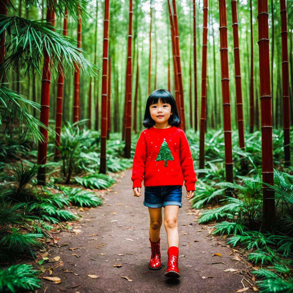 Festive Fashion: Playful Girl in Nature