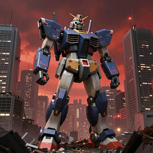 Giant Robot in Ruined Megalopolis