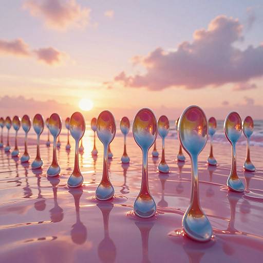 Surreal Candy-Striped Spoon Parade