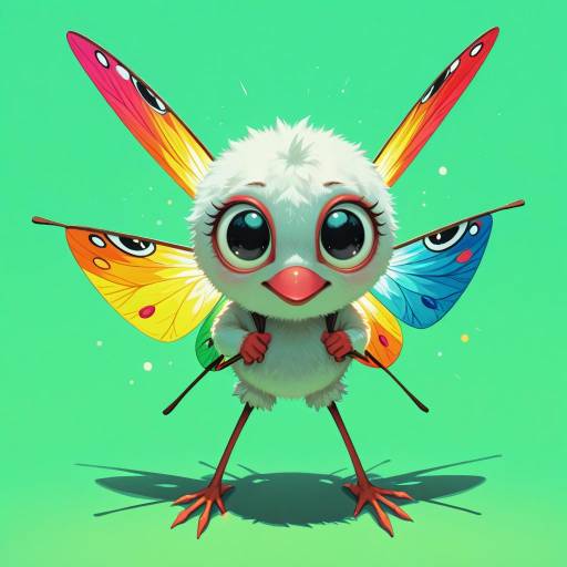 Curious Fuzzy Creature with Colorful Kite Curious Fuzzy Creature with Colorful Kite