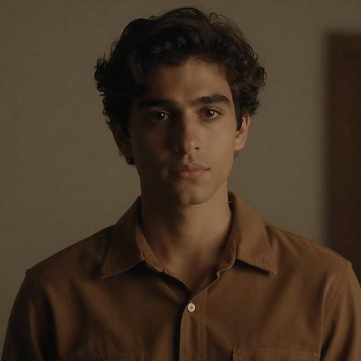 Intense Gaze Portrait in Warm Lighting